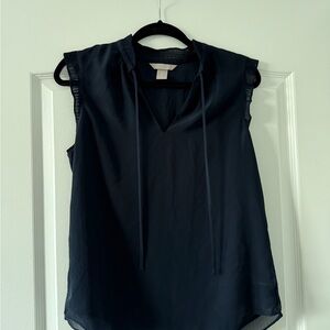 Elegant Navy Blue Polka Dot Sleeveless Top